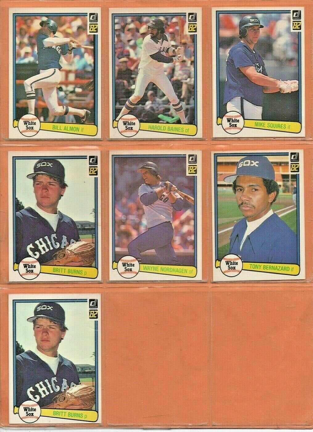 1982 Donruss Chicago White Sox Team Lot 7 Harold Baines Bill Almon Mike Squires !