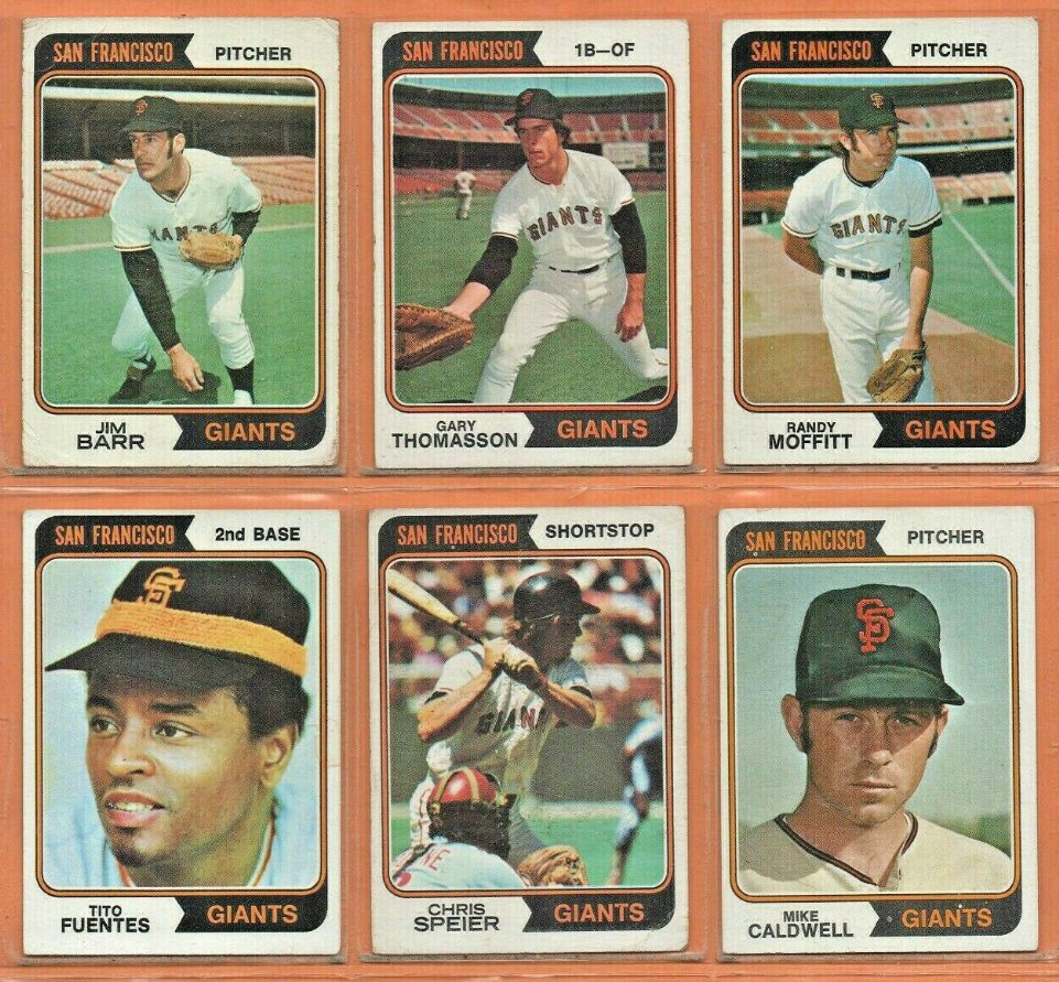 1974 Topps San Francisco Giants Team Set Lot 17 Gary Thomasson Mike Caldwell Jim Barr !