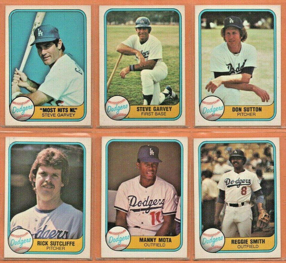 1981 Fleer Los Angeles Dodgers Team Set Lot 20 Don Sutton Steve Garvey Rick Sutcliffe !