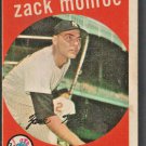 New York Yankees Zack Monroe 1959 Topps Baseball Card # 108