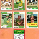 1974 1975 1976 Topps Oakland Athletics Team Lot Reggie Jackson Rollie Fingers Mike Norris RC Vida !
