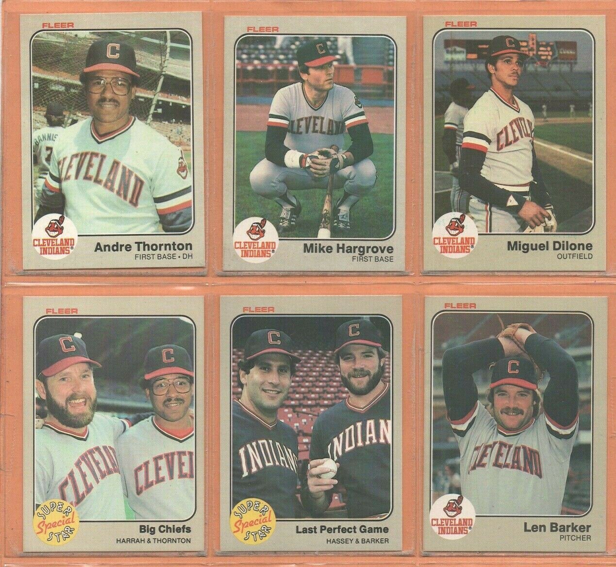 1983 1984 1985 Fleer Cleveland Indians Team Lot 43 Andre Thornton Mike Hargrove Ron Hassey