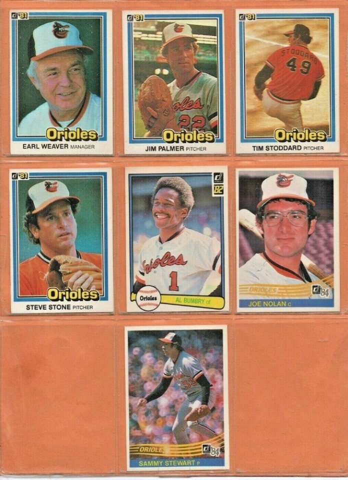 1981 1982 1984 1985 Donruss Baltimore Orioles Team Lot Jim Palmer Earl Weaver !