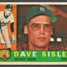 1960 Topps Baseball Card # 186 Detroit Tigers Dave Sisler