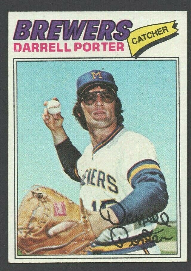Milwaukee Brewers Darrell Porter 1977 Topps Baseball Card #214 ex/em
