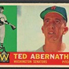 1960 Topps Baseball Card # 334 Washington Senators Ted Abernathy  !