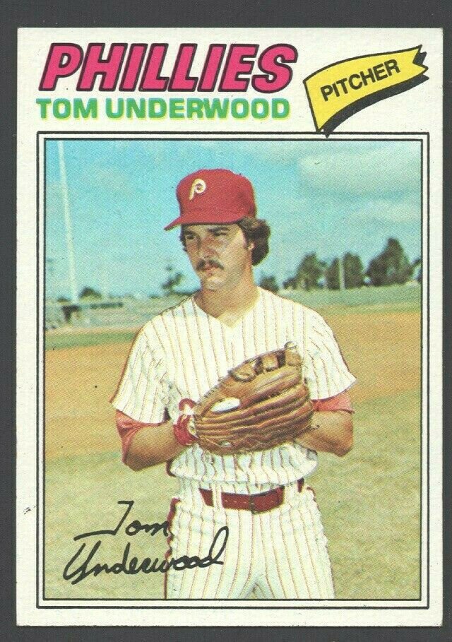 Philadelphia Phillies Tom Underwood 1977 Topps Baseball Card #217 ex/nm  !