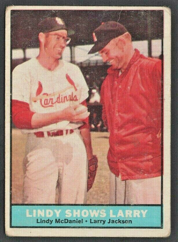 1961 Topps Baseball Card # 75 St Louis Cardinals Lindy Shows Larry Lindy McDaniel Larry Jackson !