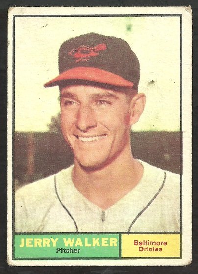 1961 Topps Baseball Card # 85 Baltimore Orioles Jerry Walker