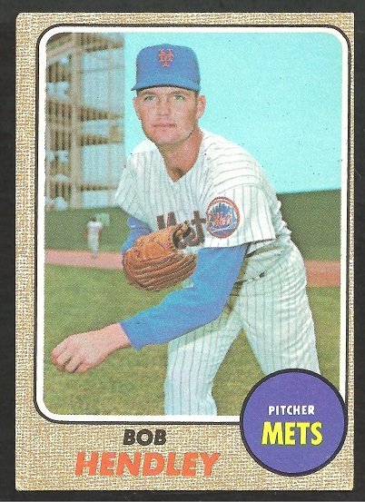 New York Mets Bob Hendley 1968 Topps Baseball Card 345
