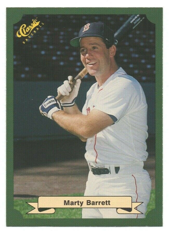 Boston Red Sox Marty Barrett 1987 Classic Green Baseball Card 61 nr mt