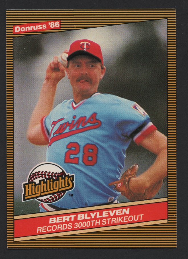Minnesota Twins Bert Blyleven 1986 Donruss Highlights #31 3000th Strikeout nr mt