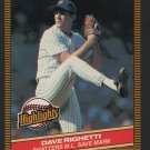 New York Yankees Dave Righetti 1986 Donruss Highlights 52 Shatters M.L. Save Mark nm