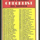 5th Series Checklist 1972 Topps Baseball Card # 478 umarked