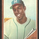 Milwaukee Braves Mack Jones 1962 Topps Baseball Card # 186