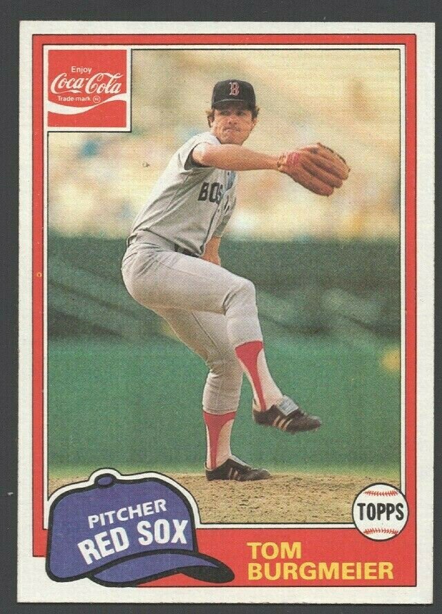 Boston Red Sox Tom Burgmeier 1981 Topps Coca Cola Coke Baseball Card #1 nr mt