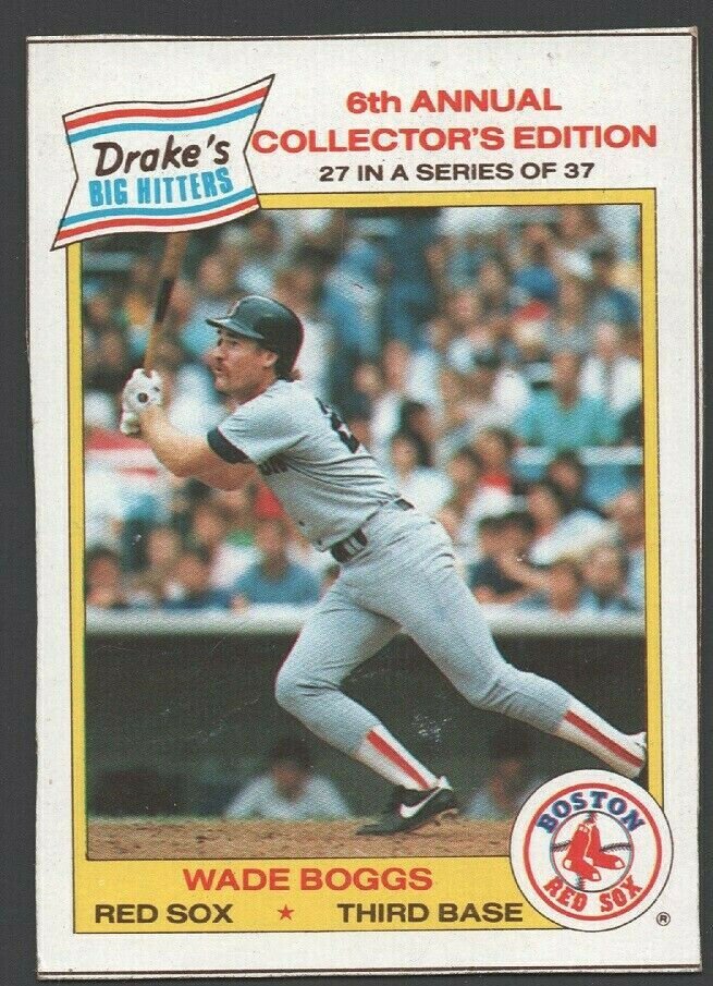 Boston Red Sox Wade Boggs 1986 Drakes Big Hitters Baseball Card 27