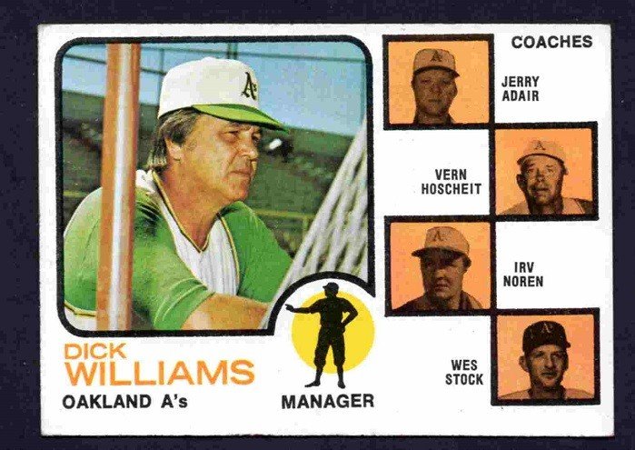 Oakland Athletics Dick Williams 1973 Topps Baseball Card # 179 vg/ex