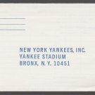 1972 New York Yankees Yankee Stadium Ticket Order Envelope