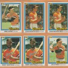 1981 - 1984 Donruss San Francisco Giants Team Lot 19 John Montefusco Reggie Smith Jeff Leonard