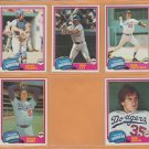 1981 Topps Los Angeles Dodgers Team Lot 14 Ron Cey Rick Sutcliffe Bob Welch Steve Howe RC