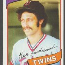 Minnesota Twins Ken Landreaux 1980 Topps Baseball Card #88