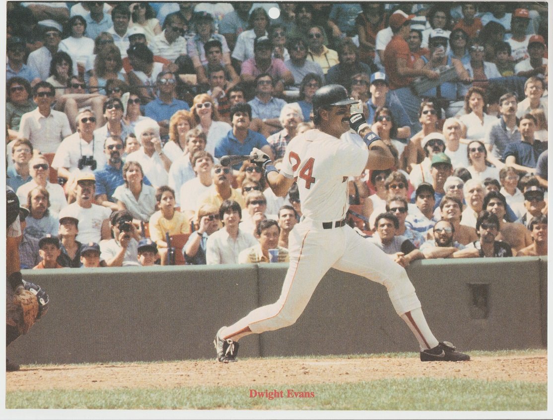 Boston Red Sox Dwight Evans Ripping a Base Hit at Fenway Park 1988 Pinup Photo 8x10