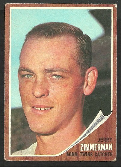 Minnesota Twins Jerry Zimmerman 1962 Topps Baseball Card 222 g/vg