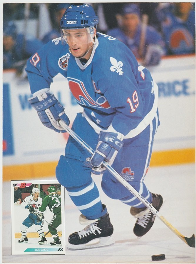 Quebec Nordiques Joe Sakic Calgary Flames Al MacInnis 1993 Pinup Photos 8x10