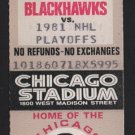 1981 Chicago Blackhawks Unused Stanley Cup Ticket Chicago Stadium