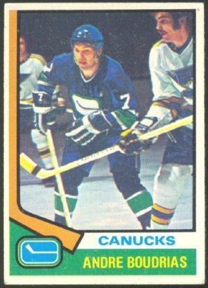 VANCOUVER CANUCKS ANDRE BOUDRIAS 1974 TOPPS # 191 VG