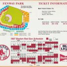Boston Red Sox 1987 Schedule and Fenway Park Seating Plan 8x10