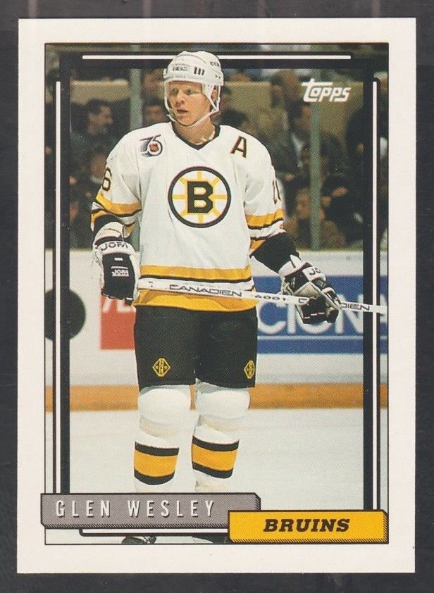 Boston Bruins Glen Wesley 1992 Topps Hockey Card 346