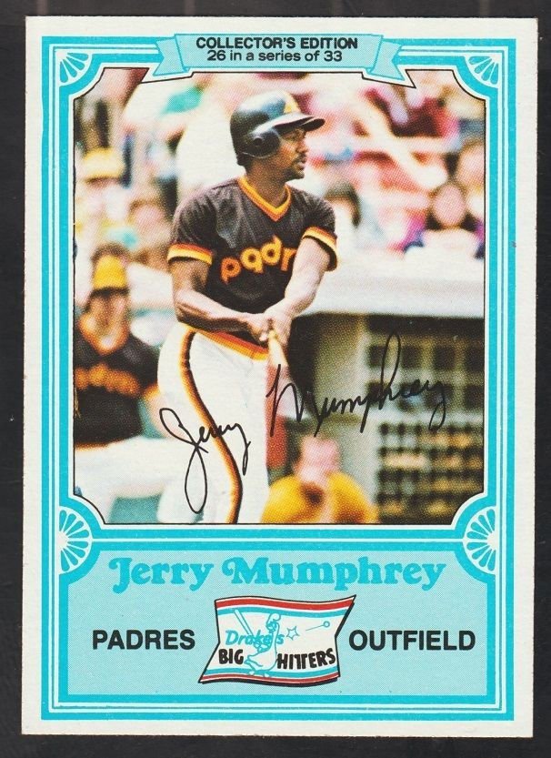 San Diego Padres Jerry Mumphrey 1981 Drakes Big Hitters Baseball Card 26