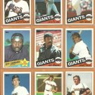 1985 Topps San Francisco Giants Team Lot 27 diff Dusty Baker Jack Clark Jeff Leonard Gary Lavelle