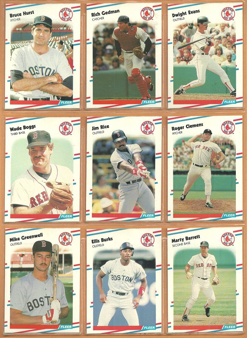 BOSTON RED SOX 1988 FLEER TEAM SET (25) ROGER CLEMENS WADE BOGGS +