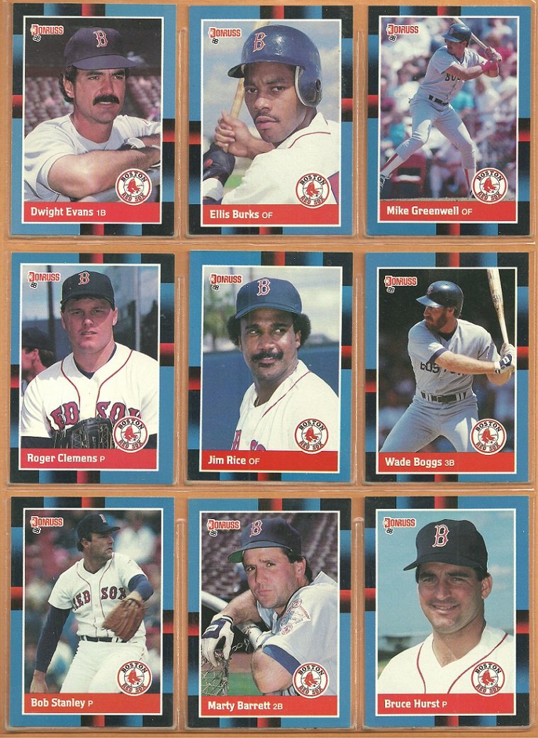 1988 Donruss Boston Red Sox Team Lot 21 Roger Clemens Wade Boggs Jim Rice Greenwell _