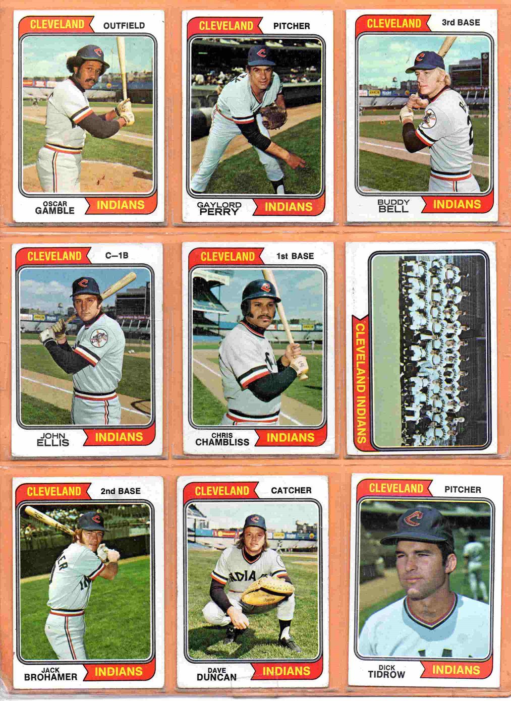 1974 1975 1976 Topps Cleveland Indians Team Lot 37 diff Gaylord Perry Buddy Bell Chris Chambliss !