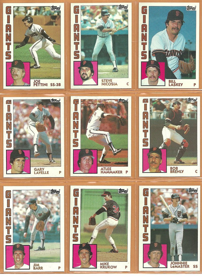1984 Topps San Francisco Giants Team Lot 24 Jack Clark Darrell Evans Jeff Leonard