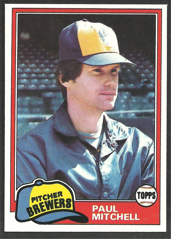 Milwaukee Brewers Paul Mitchell 1981 Topps Baseball Card # 449 nr mt