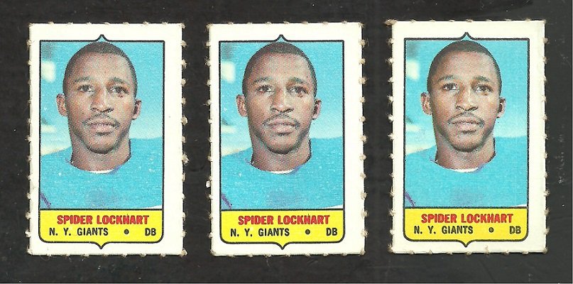 3 1969 Topps 4 in 1 Stamps New York Giants Spider Lockhart