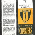 San Diego Chargers Pittsburgh Steelers 1989 Ticket printers proof