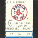 Milwaukee Brewers Boston Red Sox 1986 Ticket Stub Dwight Evans Ben Oglivie Tim Leary Steve Lyons