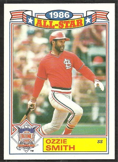 1987 Topps Glossy All Star Insert Baseball Card # 22 St Louis Cardinals Ozzie Smith