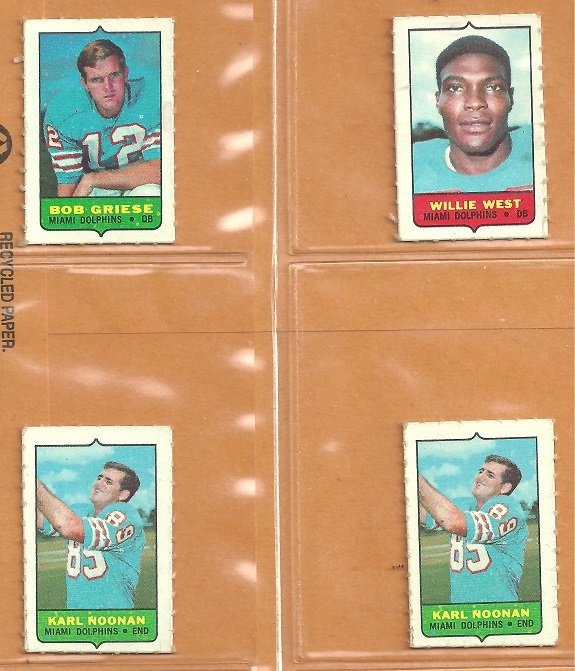 1969 Topps Stamps Miami Dolphins Team Lot Bob Griese Karl Noonan Willie West