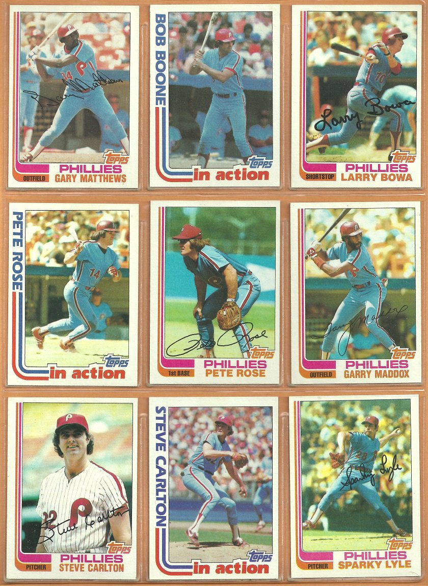 1982 Topps Philadelphia Phillies Team Lot 24 Pete Rose Steve Carlton Tug McGraw Bowa Maddox