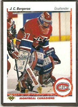 MONTREAL CANADIENS J.C. BERGERON ROOKIE CARD RC 1990 UPPER DECK # 408