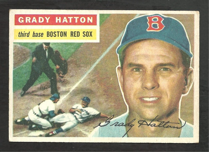 1956 Topps Baseball Card # 26 Boston Red Sox Grady Hatton White Back Variation