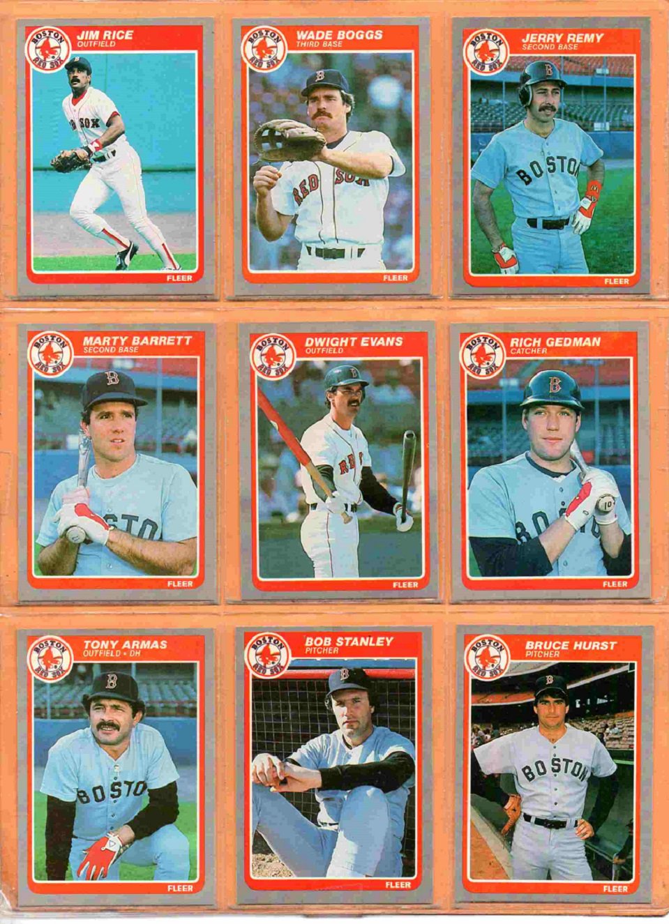 1985 Fleer Boston Red Sox Team Lot 23 diff Roger Clemens RC Wade Boggs Jim Rice !