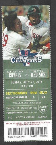 Kansas City Royals Boston Red Sox 2014 Ticket Jon Lester David Ross HR Nava Escobar